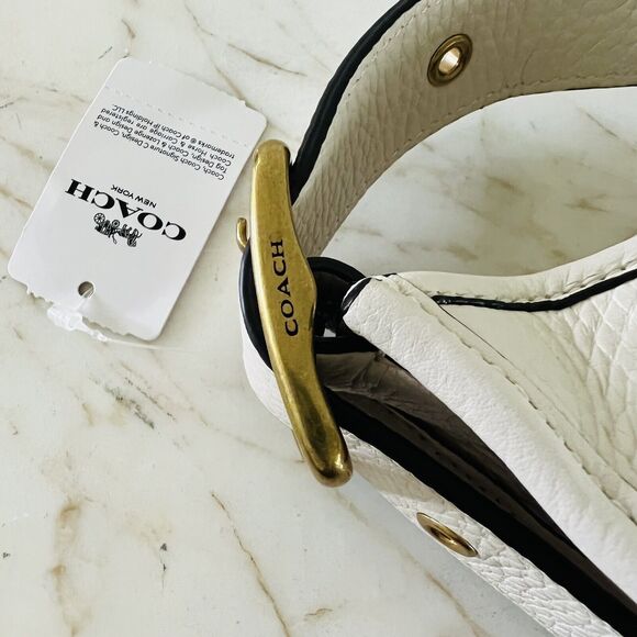 COACH Emery Chalk Multi Pebble Leather Crossbody Bag With Varsity Stripe - Picture 9 of 13